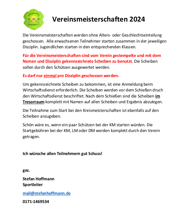 Flyer Vereinsmeisterschaften
